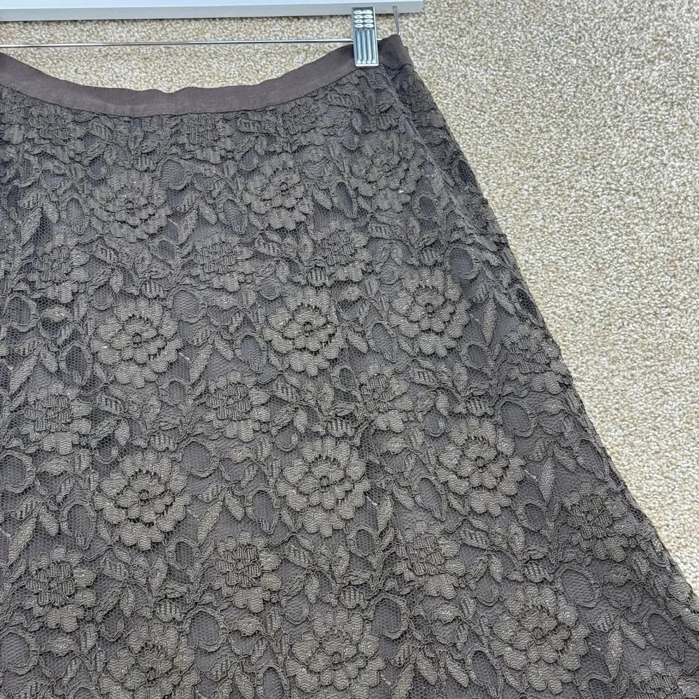 Old Navy Womens 6 Brown Floral Lace A Line Skirt Scalloped Boho Cottagecore